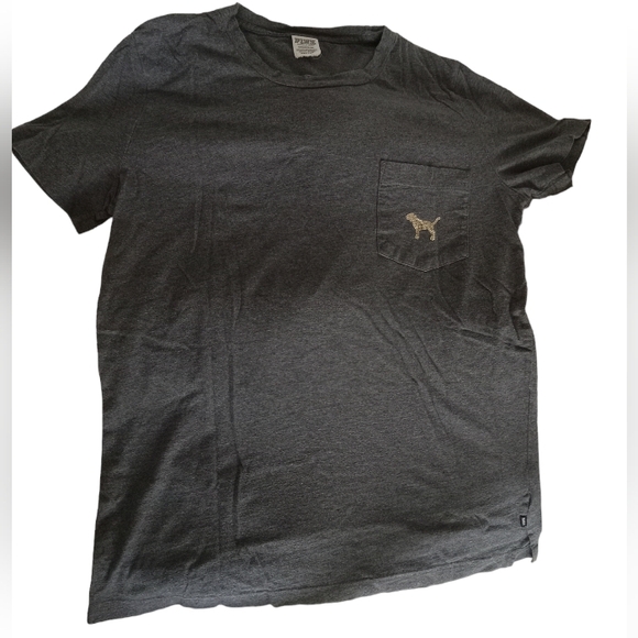 VS PINK Bling Tee-shirt in Gray & Gold Sequined Dog Size: Small - Picture 4 of 6